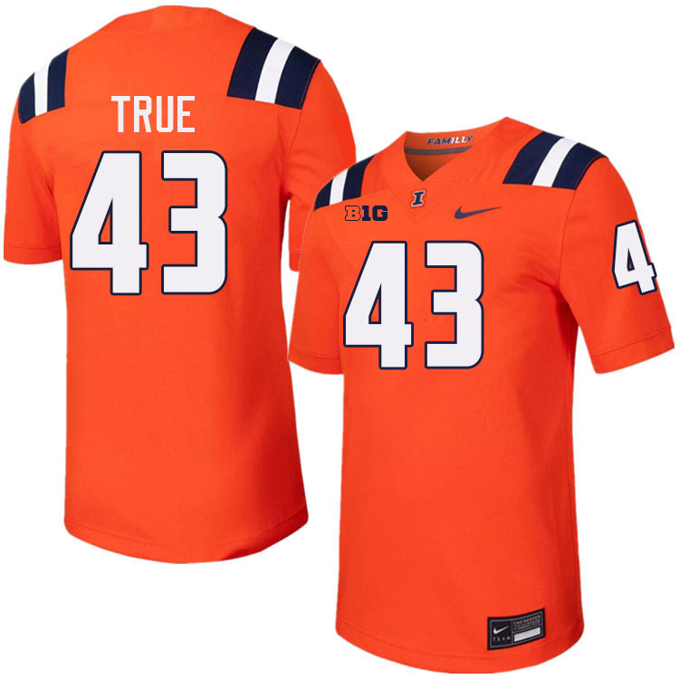 Men #43 Nick True Illinois Fighting Illini College Football Jerseys Stitched-Orange